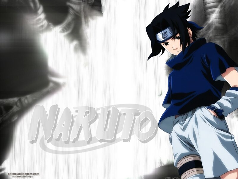Anime Character Standing — Blue, Dramatic, Waterfall