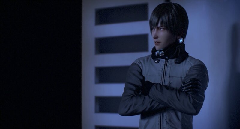 Anime Character Standing — Blue, Serious