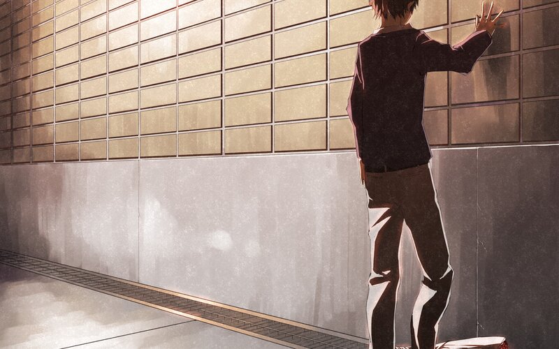 Anime Character Standing — Brown, Dramatic, Afternoon