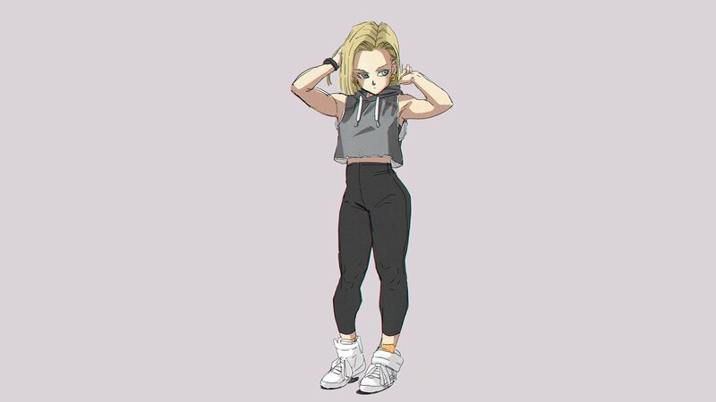 Anime Character Standing — Gray, Neutral, Hoodie