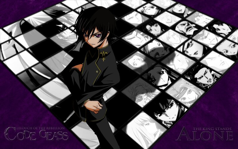 Anime Character Standing — Purple, Dramatic, Chessboard