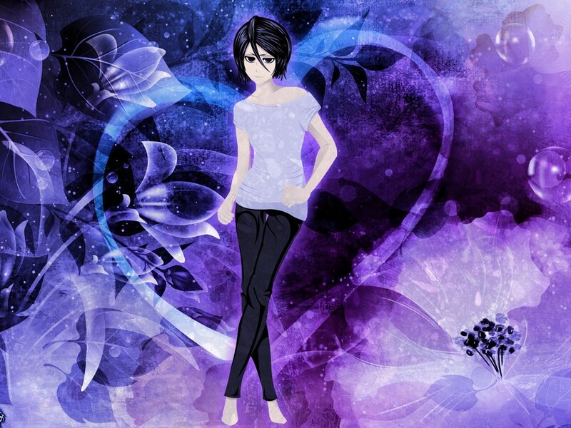 Anime Character Standing — Purple, Dreamy, Digital Art