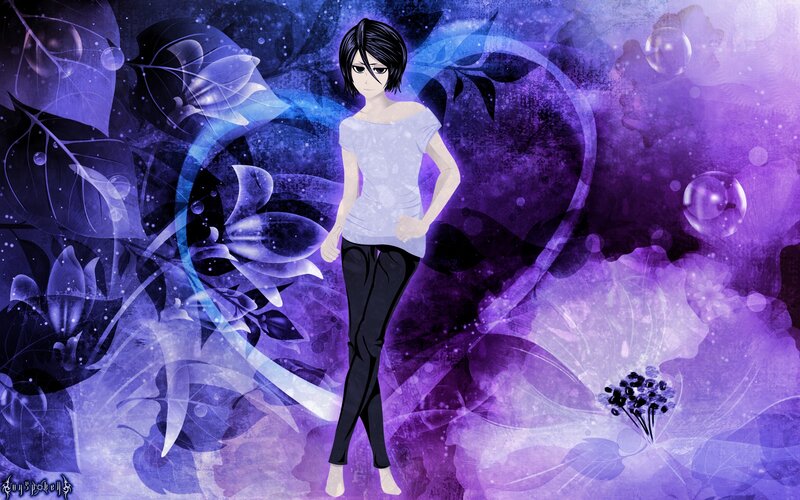 Anime Character Standing — Purple, Dreamy