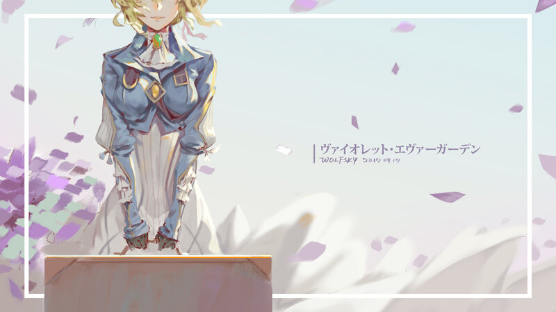 Anime Character Standing — Purple, Serene, Spring