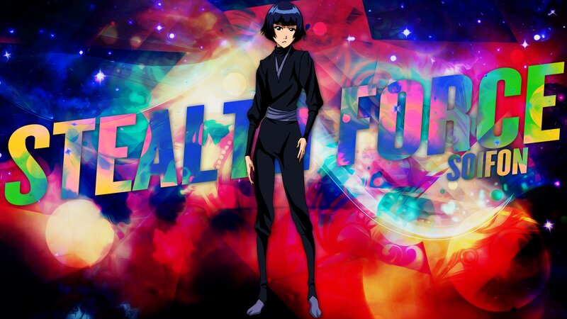 Anime Character Standing — Red, Dramatic, Text