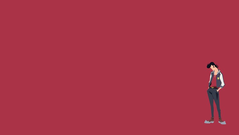 Anime Character Standing — Red, Serious