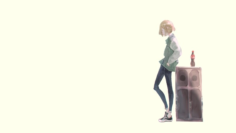 Anime Character Standing — White, Calm, Digital Art
