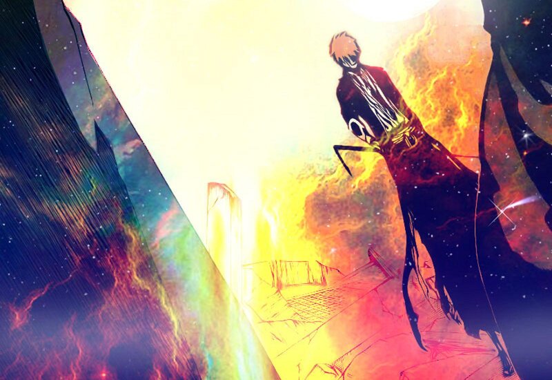 Anime Character Standing — Yellow, Dramatic, Sword