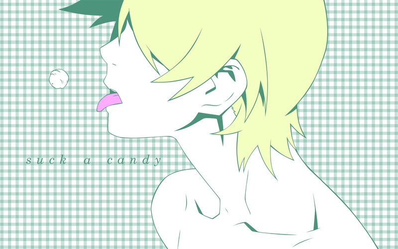 Anime Character Sucking Candy — Green, Playful