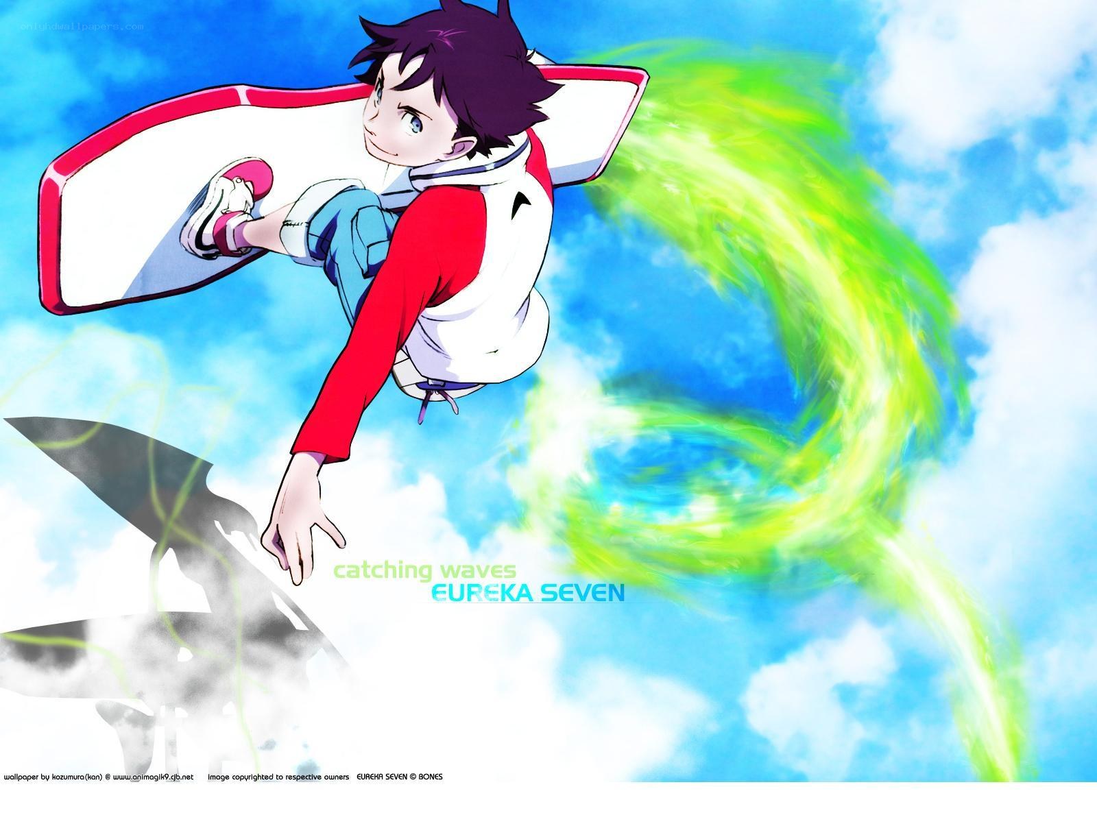 anime character surfing the sky
