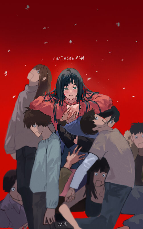 Anime Character Surrounded by People