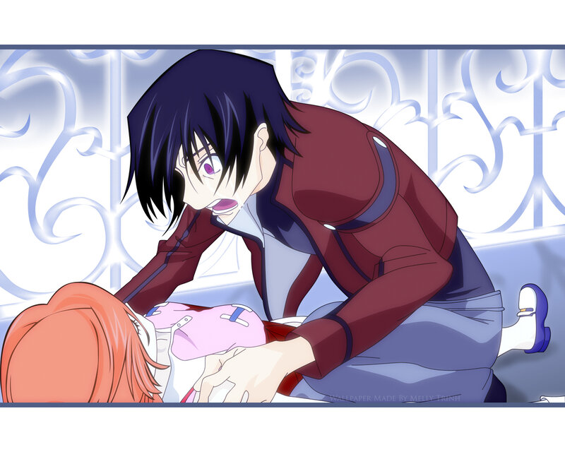 Anime character tending to injured person