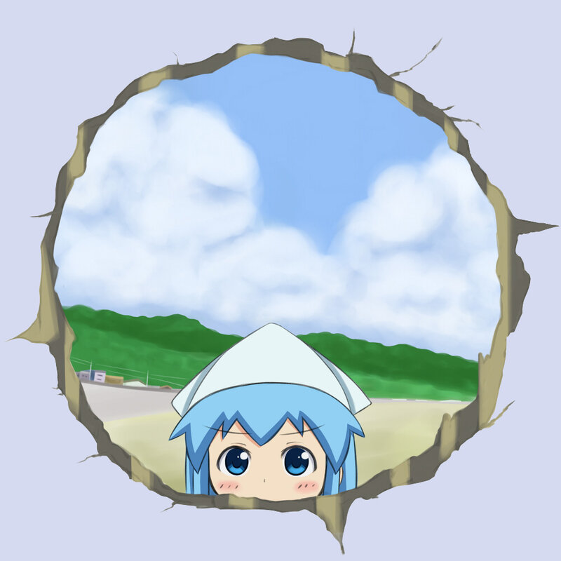 anime character through hole
