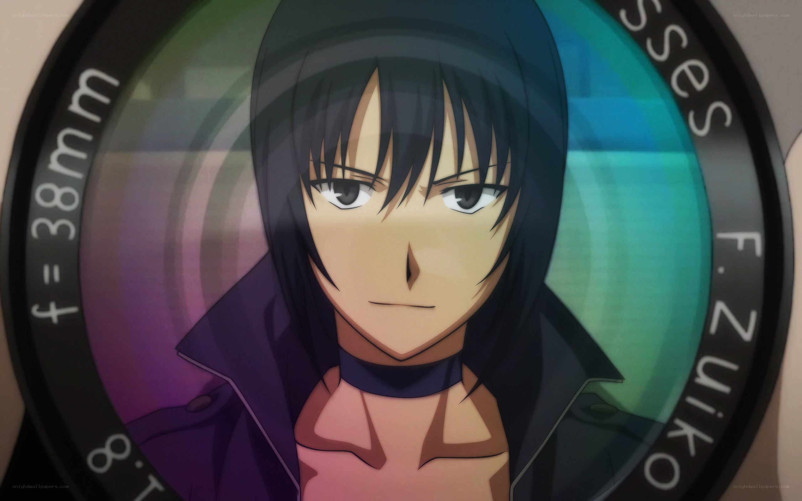 anime character through lens