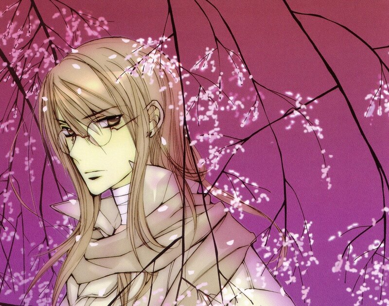 Anime Character under Blossoms — Purple
