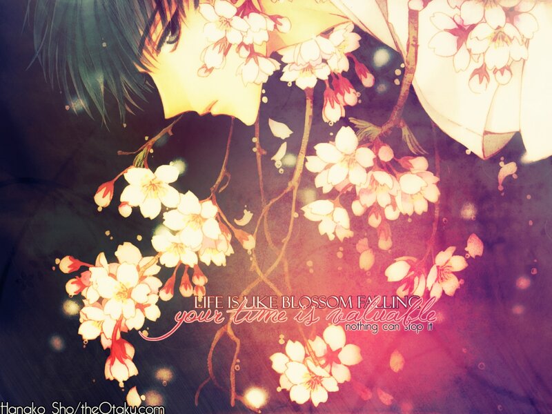 Anime Character under Blossoms