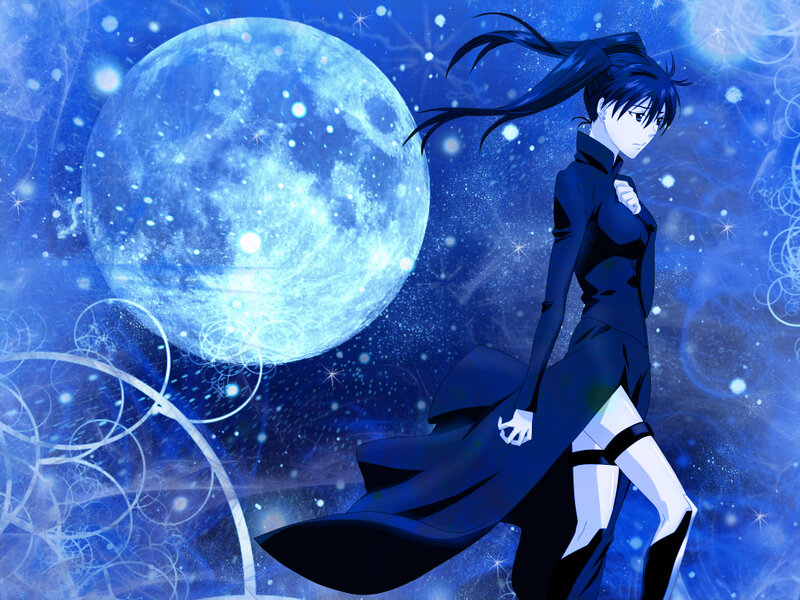anime character under blue moon