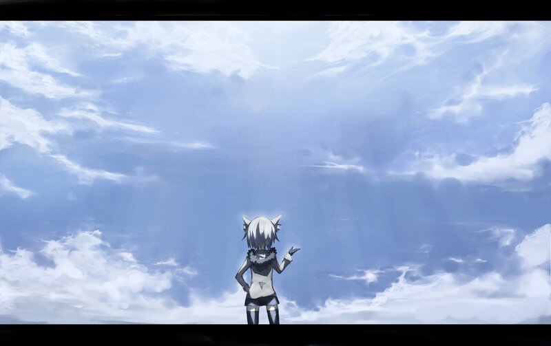 anime character under cloudy sky