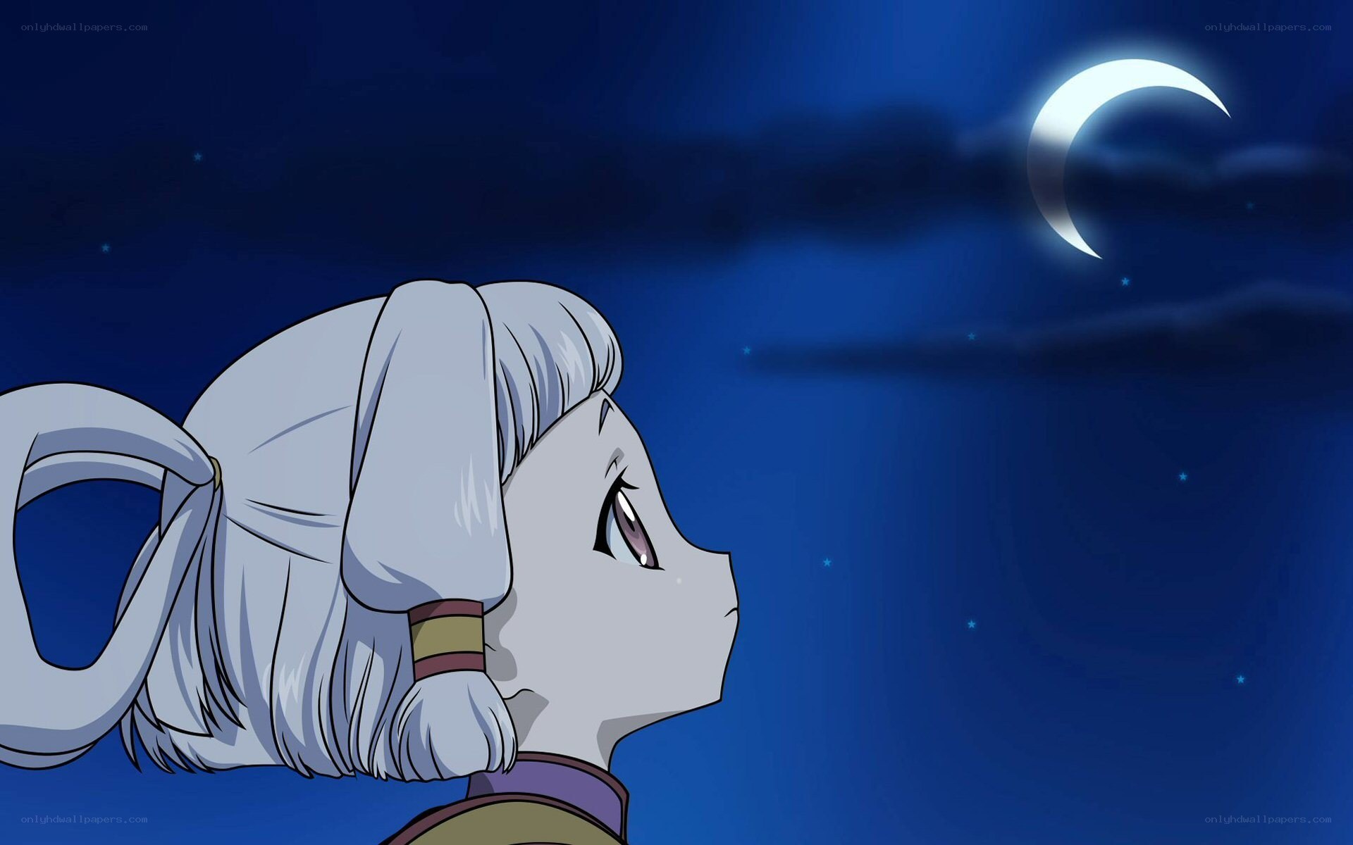 anime character under crescent moon