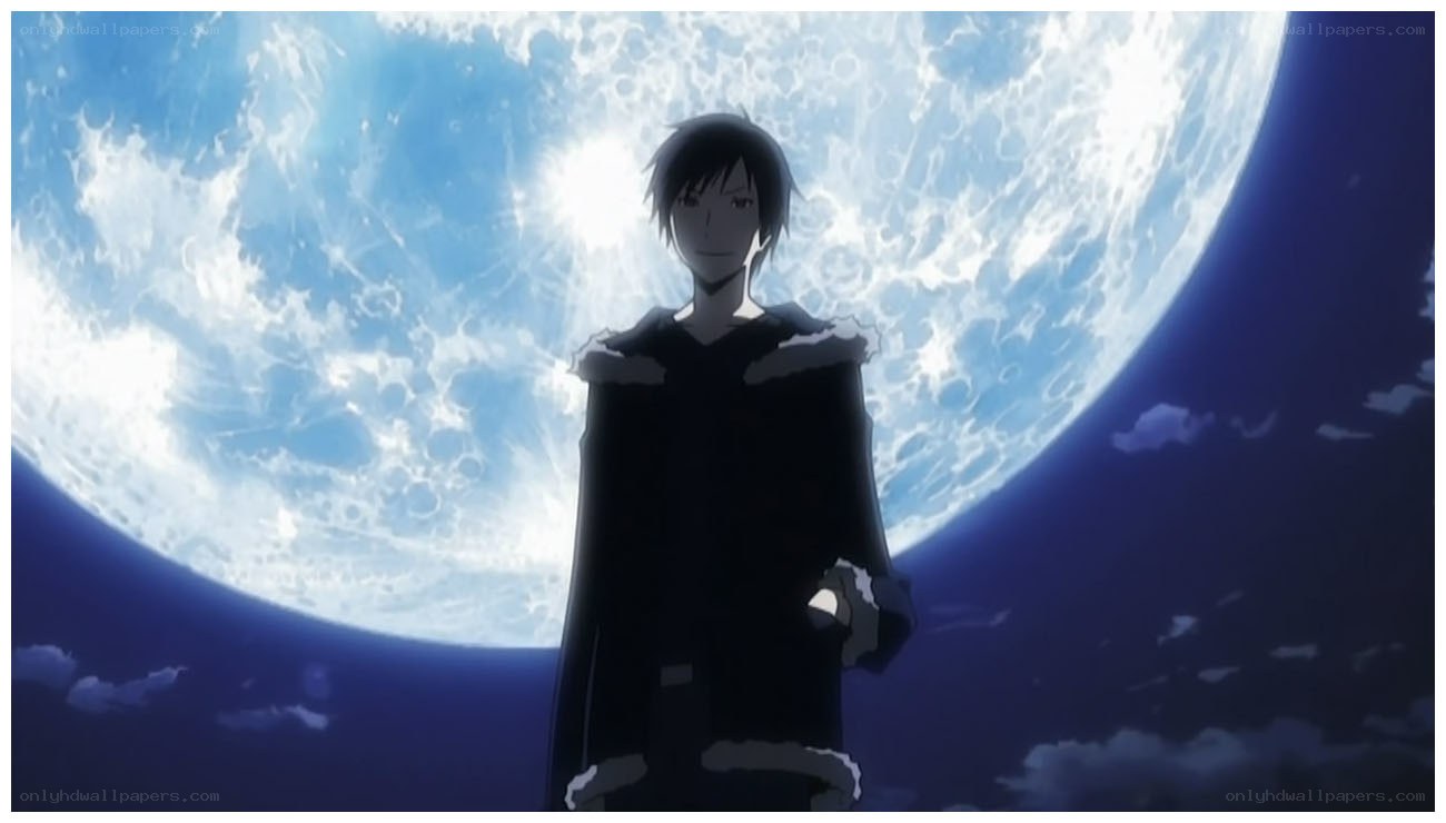 anime character under moon