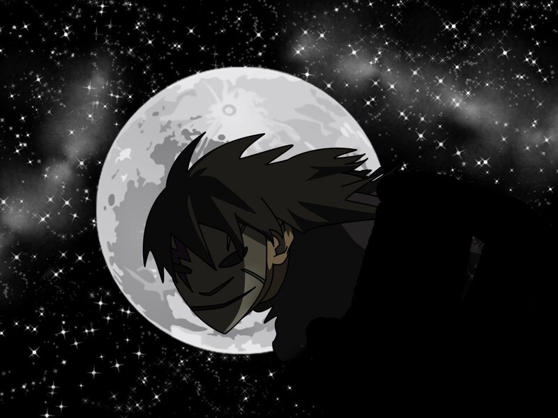 anime character under moon