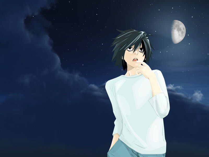 anime character under moonlight
