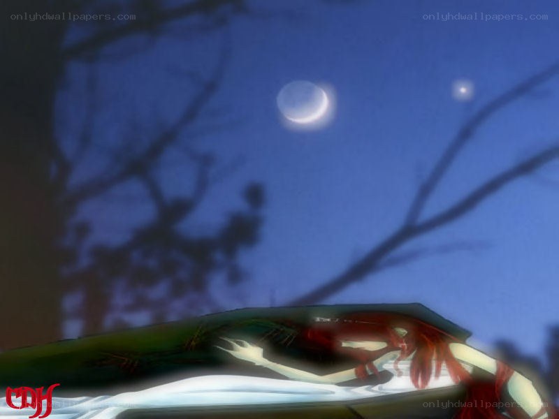 Anime character under moonlight