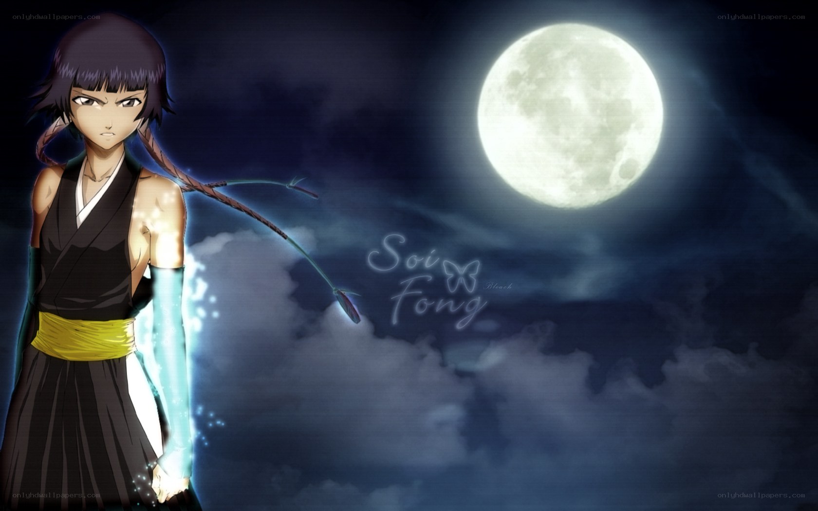 Anime character under moonlight