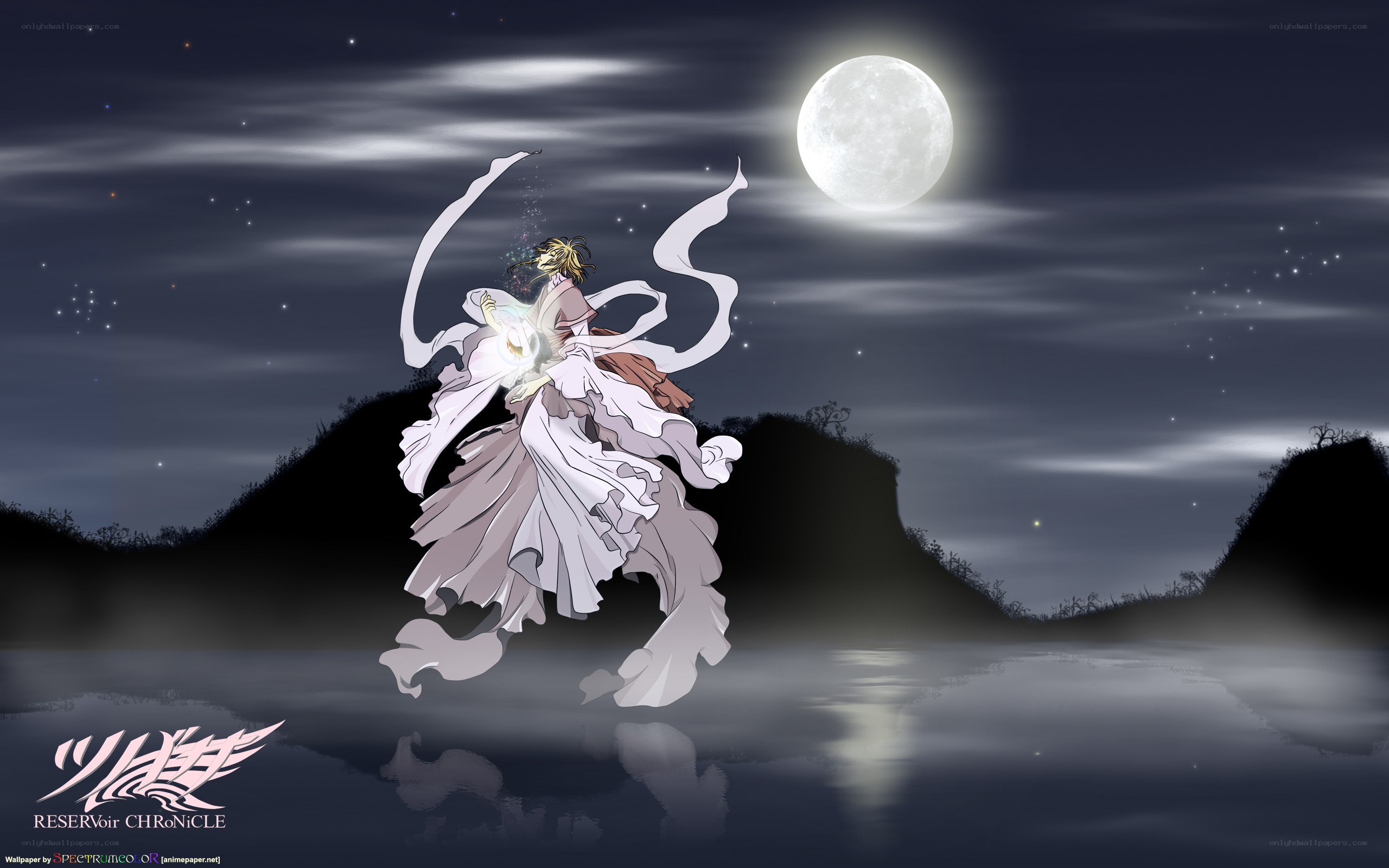 Anime character under moonlight