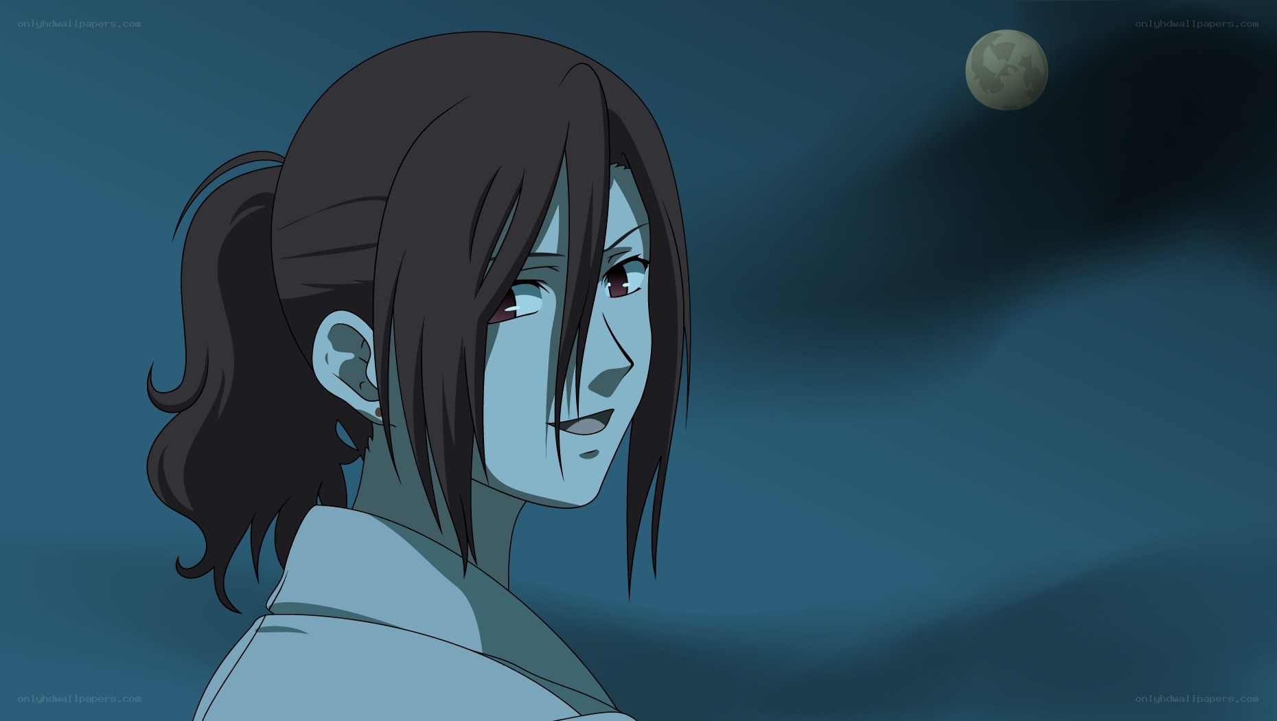 anime character under moonlight