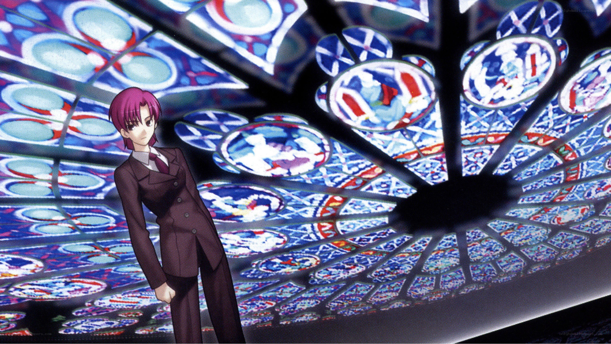 anime character under stained glass