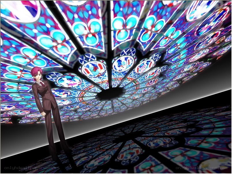 anime character under stained glass