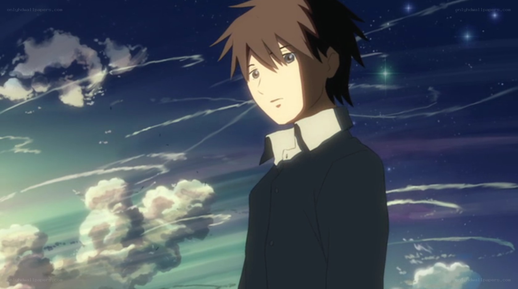 anime character under starry sky