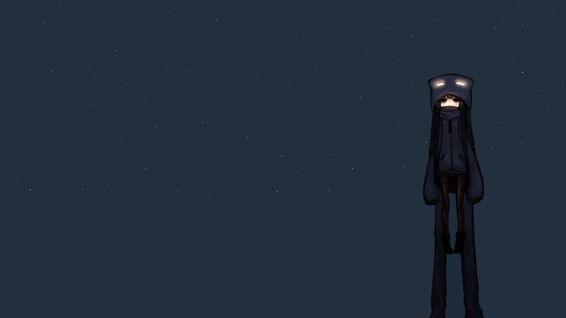 anime character under starry sky