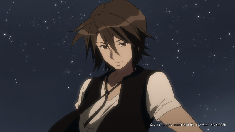 anime character under stars