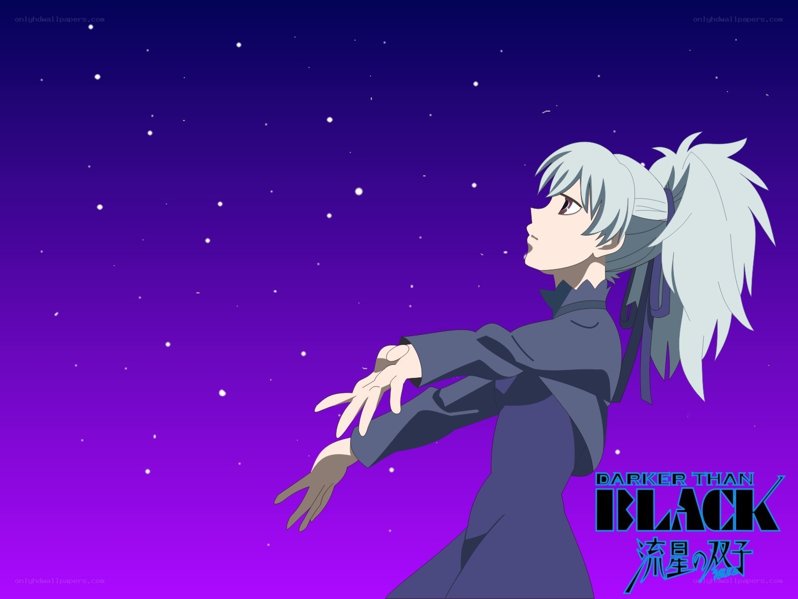 anime character under stars