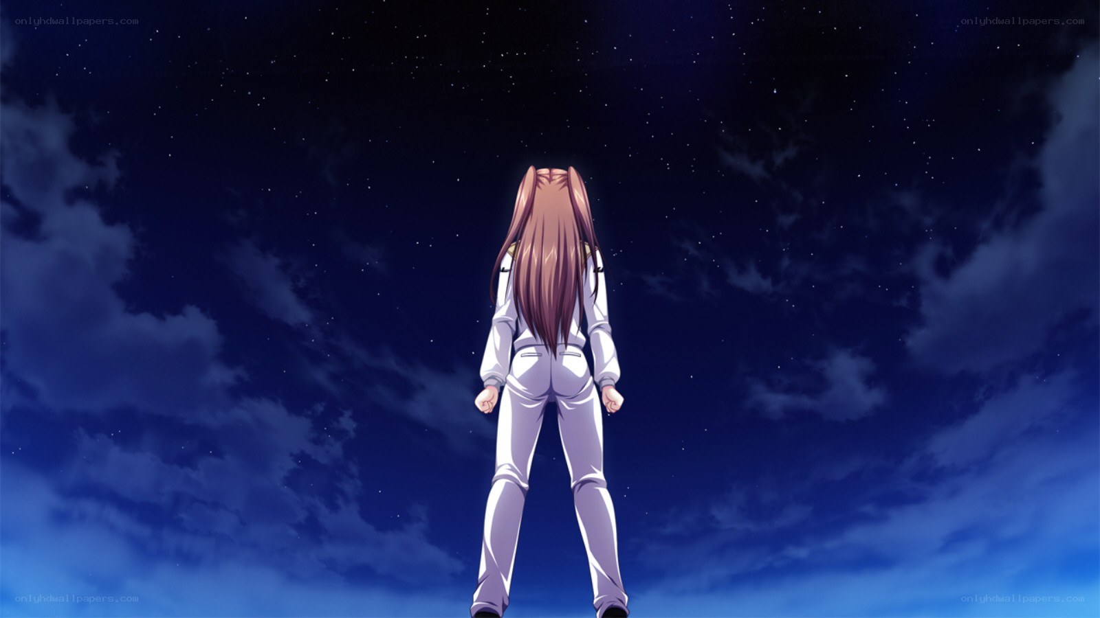 anime character under stars