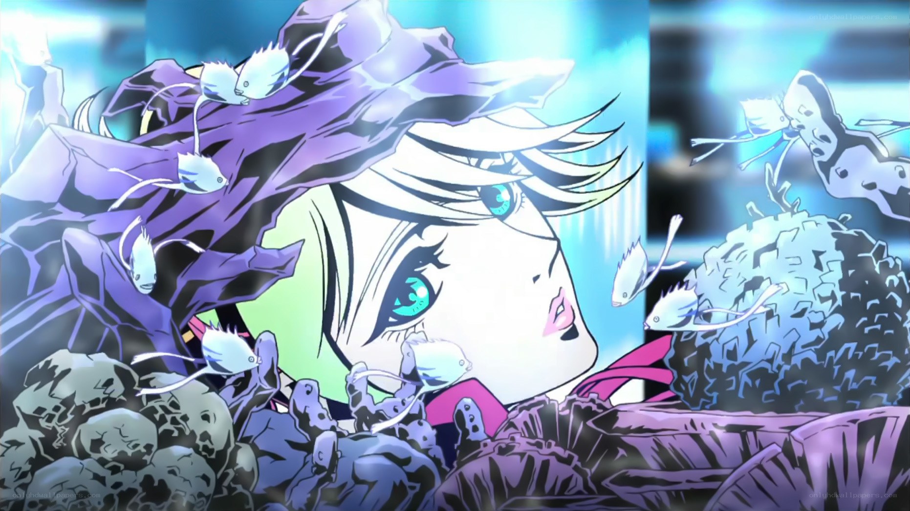 anime character underwater
