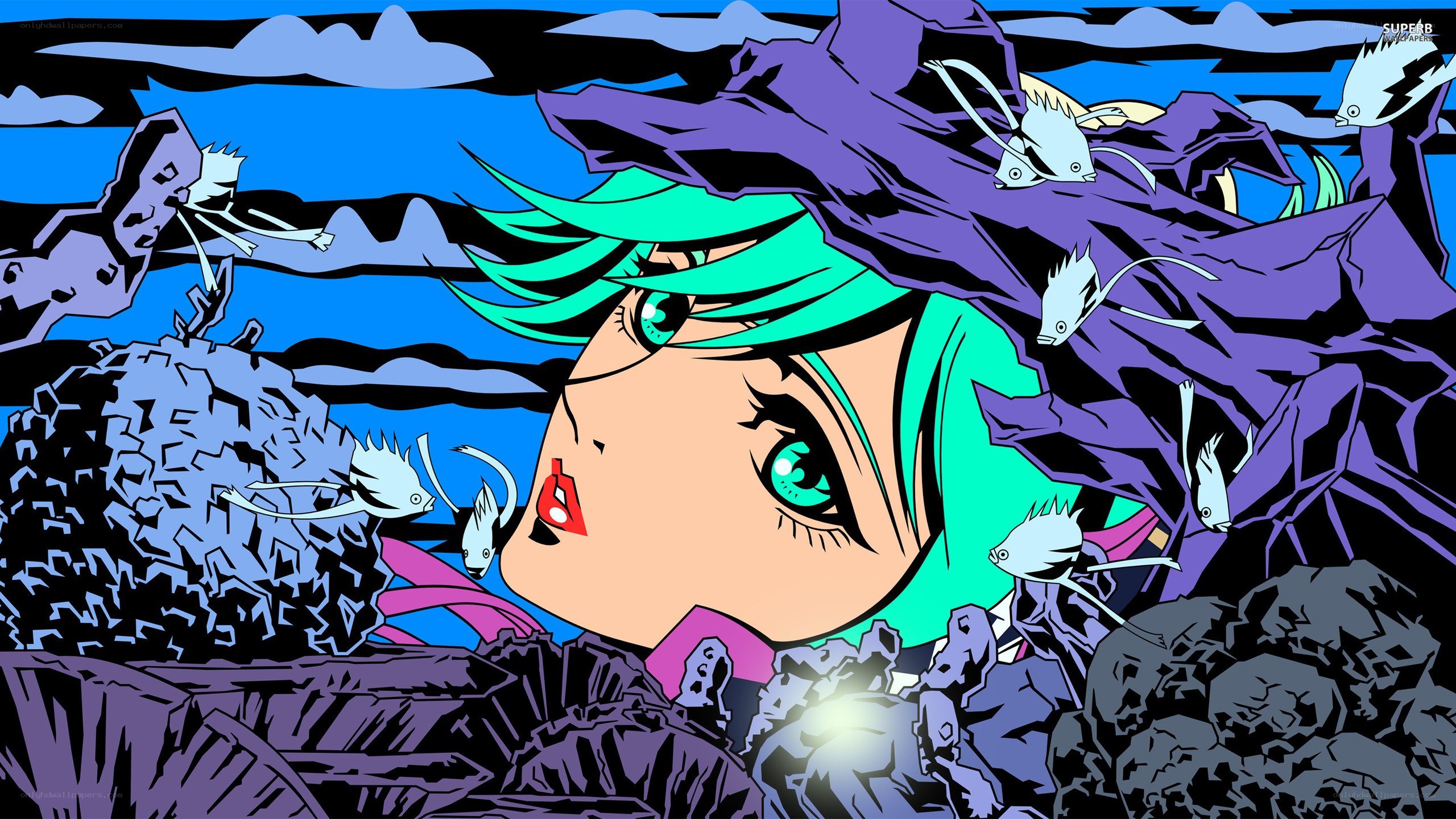 anime character underwater