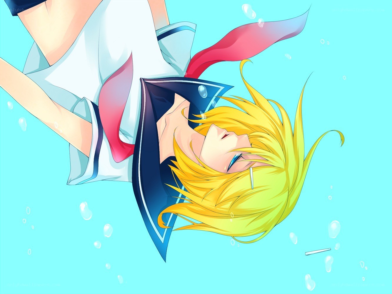 anime character underwater