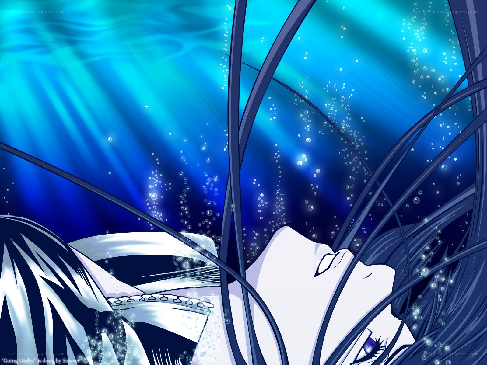 Anime character underwater