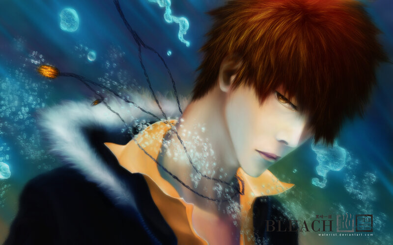 Anime Character Underwater — Blue, Dramatic, Digital Art, Bubbles