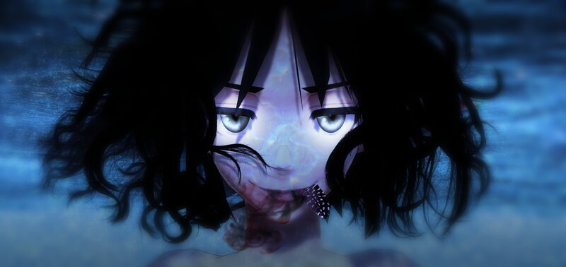 Anime Character Underwater — Blue, Dramatic, Digital Art, Hair