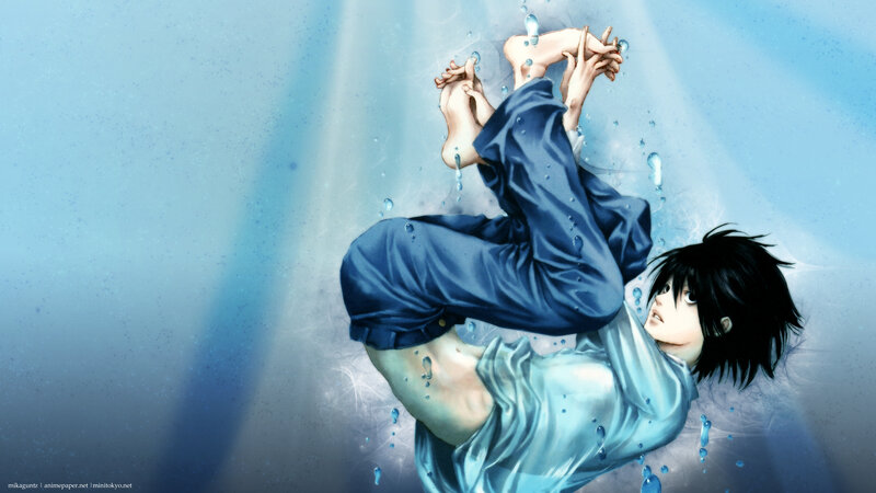 Anime Character Underwater — Blue, Dramatic