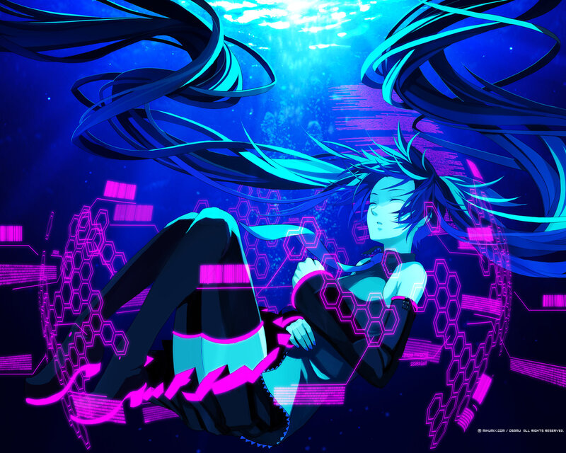 Anime Character Underwater — Blue, Serene