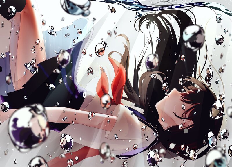 Anime Character Underwater — White