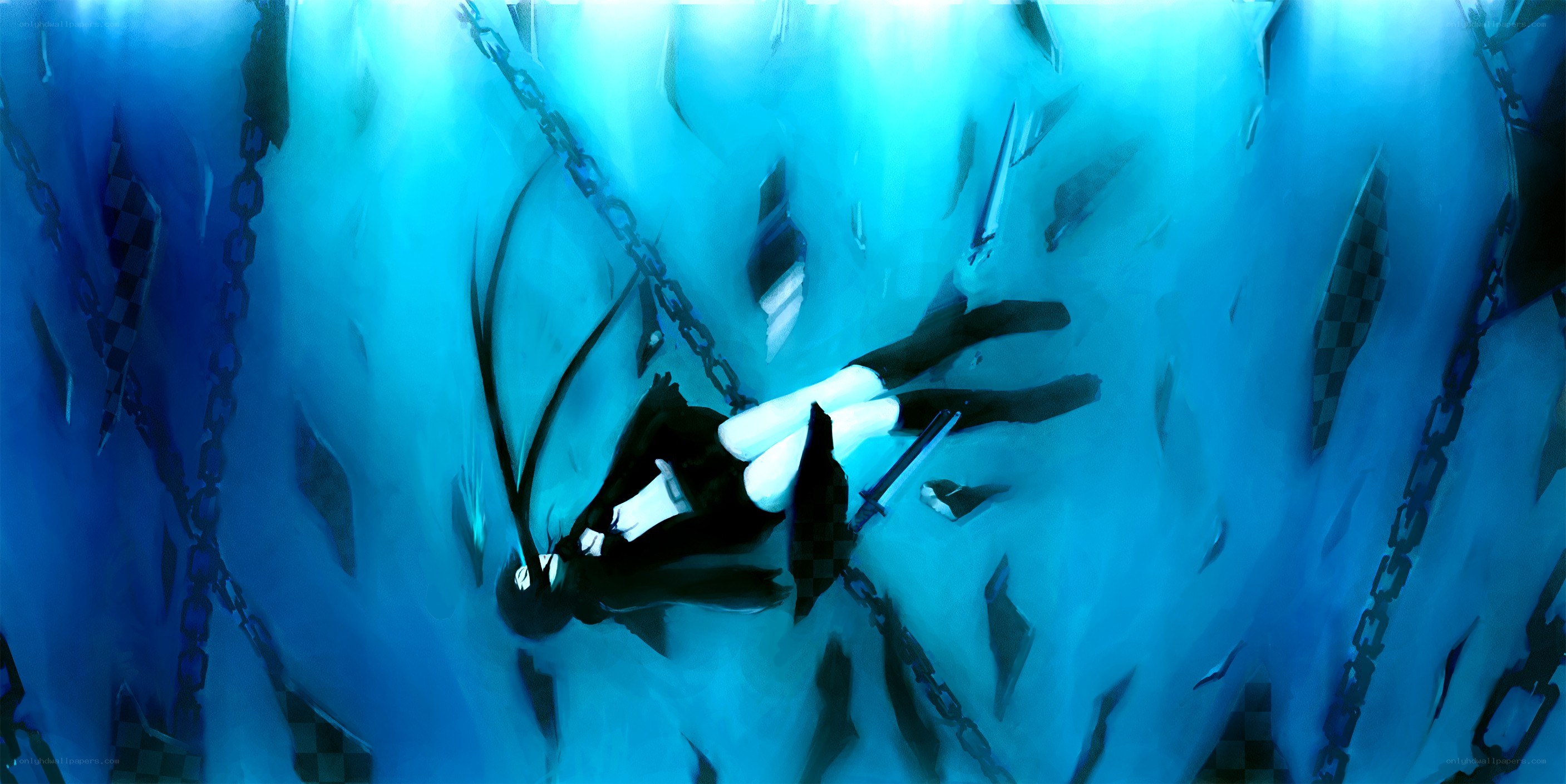 anime character underwater with chains