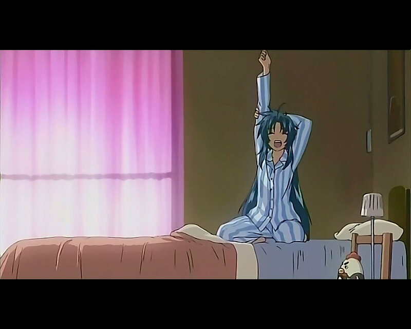 anime character waking up