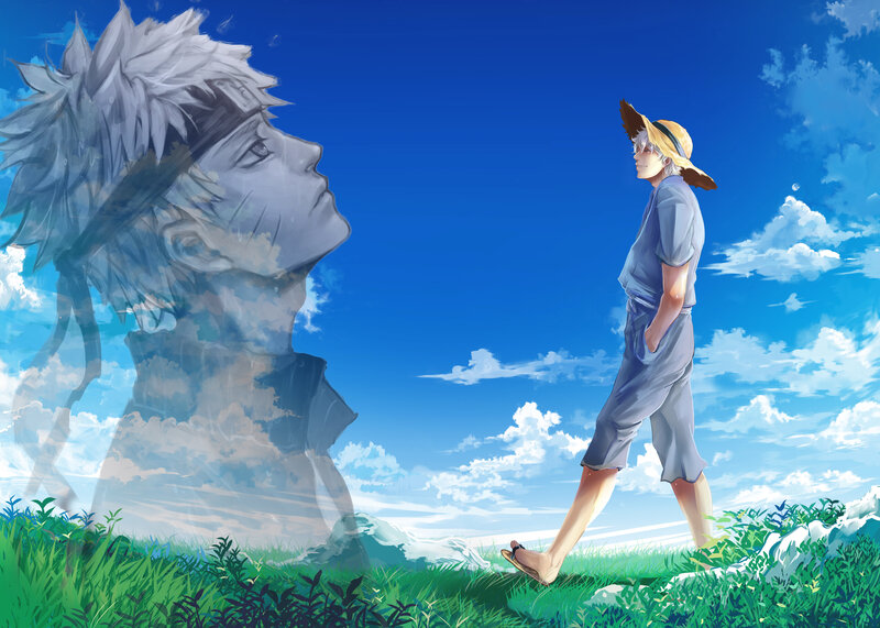 Anime Character Walking — Blue, Serene