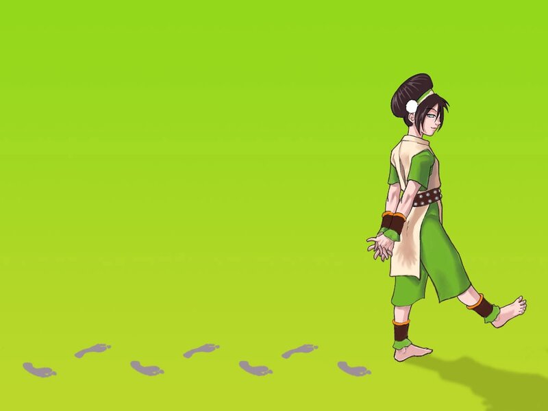 Anime Character Walking — Green, Calm